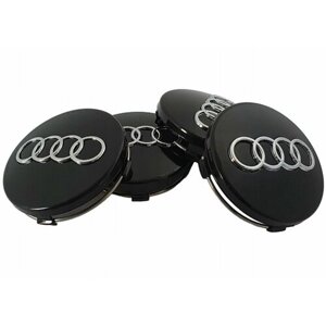 Колпачки заглушки на литые диски колес для Audi Ауди 60 мм 4B0601170 - 4 штуки, черный