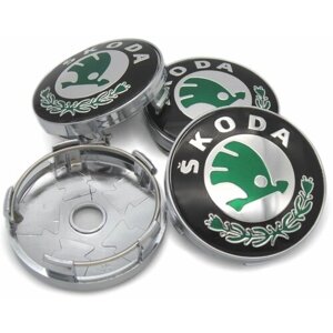Колпачки заглушки на литые диски Шкода классика 60/56 мм, комплект 4 шт.