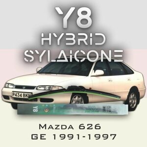 Комплект дворников 21"525 мм и 20"500 мм на Mazda 626 GE 1991-1997 Гибридных силиконовых щеток стеклоочистителя Y8 - Крючок (Hook / J-Hook)