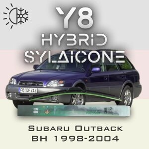 Комплект дворников 22"550 мм и 20"500 мм на Subaru Outback BH B12 1998-2004 Гибридных силиконовых щеток стеклоочистителя Y8 - Крючок (Hook / J-Hook)