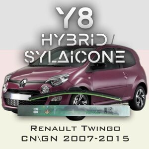 Комплект дворников 24"600 мм и 16"400 мм на Renault Twingo CN GN 2007-2015 Гибридных силиконовых щеток Y8 - Кнопка (Push button)