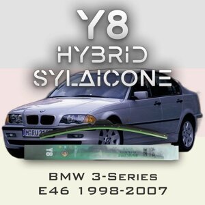 Комплект дворников 24"600 мм и 19"475 мм на BMW 3-Series E46 1998-2007 Гибридных силиконовых щеток стеклоочистителя Y8 - Крючок (Hook / J-Hook)