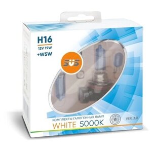 Комплект ламп White 5000K 12V H16 19W+W5W