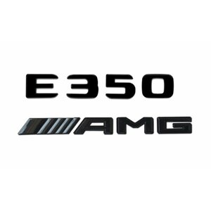 Комплект: шильдик на багажник для Mercedes W213, C238 E350 (новый шрифт 2017+AMG Черный глянец