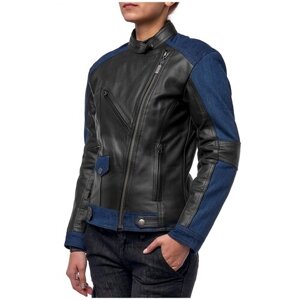 Куртка кожаная MOTEQ Teacher Jeans, женский, черный/синий, размер S