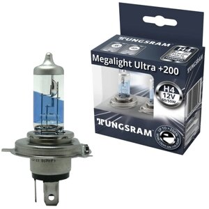 Лампа автомобильная Tungsram (GE) H4 12V Megalight Ultra +200% 60/55W P43t 50440XHU (2 лампы)