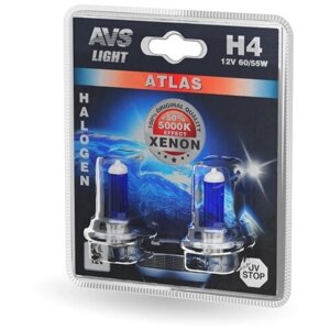 Лампа галогенная AVS ATLAS /5000К/ H4.12V. 60/55W (блистер, 2 шт.)