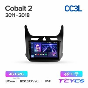 Магнитола Chevrolet Cobalt 2 2011 - 2018 Teyes CC3L 4/32GB, штатная магнитола, 8-ми ядерный процессор, IPS экран, DSP, 4G, Wi-Fi, 2 DIN