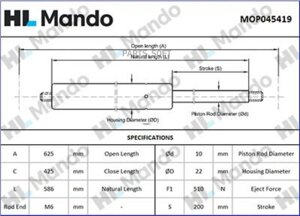MANDO MOP045419 MOP045419_амортизатор задней двери! Honda CR-V 2.0/2.2 07>