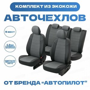 Модельные авточехлы АВТОПИЛОТ для Ford Tourneo I (2 места, 2003-2013гг) экокожа, черно-серые