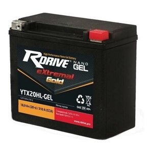 Мото аккумулятор rdrive extremal gold NANO GEL YTX20HL-GEL