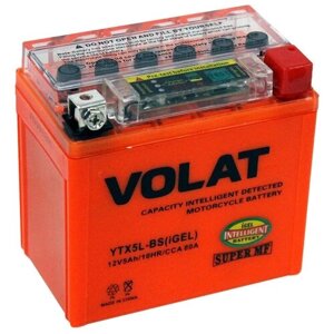 Мото аккумулятор VOLAT YTX5L-BS (iGEL), полярность обратная