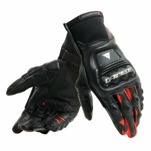 Мотоперчатки мужские кожаные короткие Dainese STEEL-PRO IN GLOVES Black/Fluo-Red, S