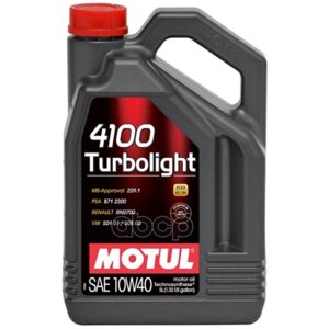 MOTUL Масло Моторное Motul 4100 Turbolight A3/B4 10W-40 Полусинтетическое 4 Л 109462