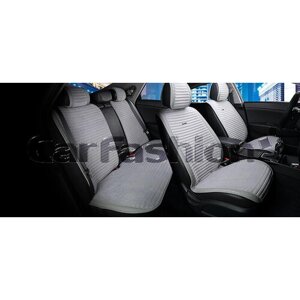 Накидка на сиденье CarFashion Monaco Plus комплект велюр/экокожа черный кант серая CARFASHION 21831 | цена за 1 шт