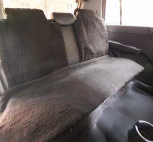 Накидка на сиденье искусственный мех SZ задняя подклад грета (диван 1 шт, спинки 2 шт) серая россия 357569A | цена за 1 шт