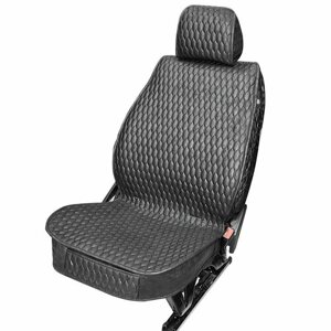 Накидки-чехлы для Хендай Солярис (2014 - 2017) седан / Hyundai Solaris на передние сиденья Luxe MK, Экокожа, Черный