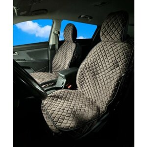 Накидки для Лексус ЛХ (2015 - 2024) внедорожник 5 дверей / Lexus LX на передние сиденья G-Ultra, Велюр, Шоколадный