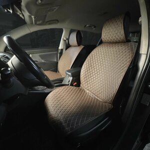Накидки для Опель Астра (2012 - 2018) хэтчбек 5 дверей / Opel Astra на передние сиденья Премиум, Экокожа, Шоколадный