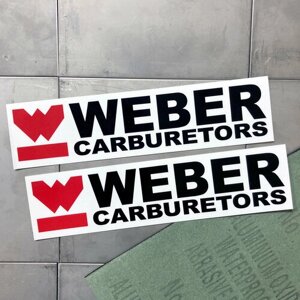 Наклейка японский логотип Weber, white, 2шт, 19.5х5см