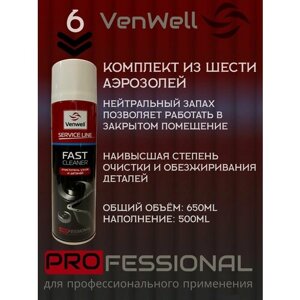 Очиститель тормозов venwell FAST cleaner , 650 мл / VW-SL-010RU - 6шт