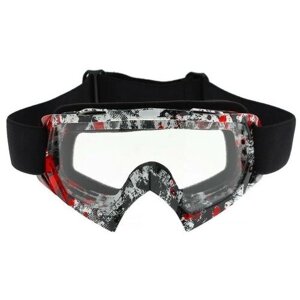 Очки-маска для езды на мототехнике КНР стекло прозрачное, цвет красный-черный (5865032)