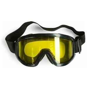 Очки-маска для езды на мототехнике, стекло двухслойное желтое, цвет черный (1 шт.)