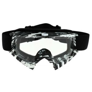 Очки-маска для езды на мототехнике, стекло прозрачное, цвет белый-черный, ОМ-20 (1 шт.)