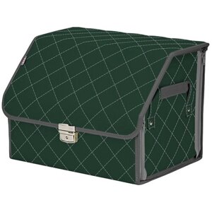 Органайзер-саквояж в багажник "Союз Премиум"размер M). Цвет: зеленый с серой прострочкой Ромб.