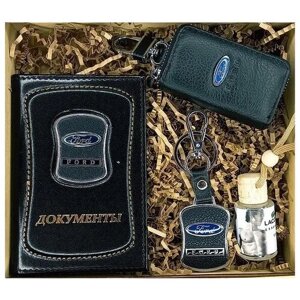 Подарочный набор автолюбителя мужчин и женщин Обложка для документов брелок ключей с логотипом парфюм ключница Ford Форд набор автомобилиста