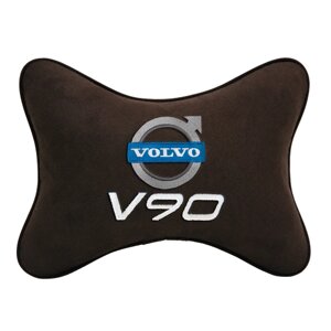 Подушка на подголовник алькантара Coffee с логотипом автомобиля VOLVO V90