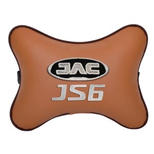 Подушка на подголовник экокожа Fox с логотипом автомобиля JAC JS6