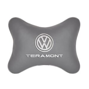 Подушка на подголовник экокожа L. Grey с логотипом автомобиля VOLKSWAGEN TERAMONT