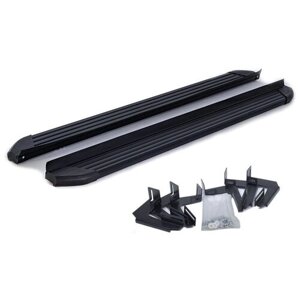 Пороги подножки алюминиевые черные для Mitsubishi Pajero Sport 1 с крепежом