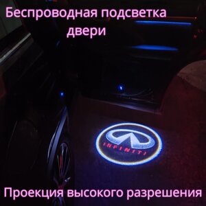 Проекция логотипа авто/Беспроводная подсветка логотипа INFINITI/Светильник высокого разрешения с двери авто (1 шт.)