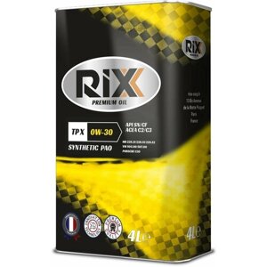 RIXX RX0027TPX Синтетическое моторное масо RIXX TP X 0W-30 SN/CF C2/C3 жеезная канистра 4