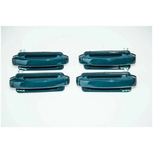 Ручки дверей наружные ВАЗ 2107 (комплект из 4 штук) окрашенные, цвет - 377 Мурена (сине-зеленый)