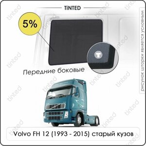 Шторки на автомобиль солнцезащитные Volvo FH 12 Грузовик 2дв. (1993 - 2015) старый кузов на передние двери 5%сетки от солнца в машину вольво ФШ, Каркасные автошторки Premium