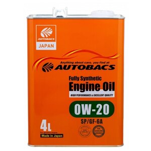 Синтетическое моторное масло Autobacs Fully Synthetic 0W-20 SP/GF-6A, 4 л, 1 шт.