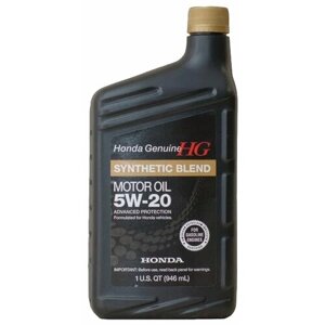 Синтетическое моторное масло Honda Synthetic Blend 5W20 SN, 0.946 л