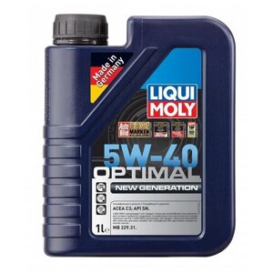 Синтетическое моторное масло LIQUI MOLY Optimal New Generation 5W-40, 1 л, 1 шт.