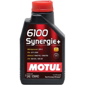 Синтетическое моторное масло Motul 6100 Synergie+ 10W40, 1 л, 1 шт.