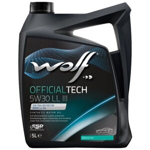 Синтетическое моторное масло Wolf Officialtech 5W30 LL III, 5 л
