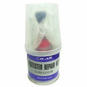 Смола полиэфирная ICAR POLYESTER REPAIR KIT для ремонта c стекломатом 25смх50см 250г + отвердитель 5г (комплект)