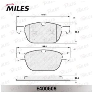 Тормозные колодки, Miles, E400509, передние, Volvo XC, 4 шт.