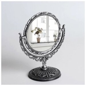 Зеркало настольное "Ажур"двустороннее. с увеличением. диаметр зеркальной поверхности 9.7 см. цвет серебряный