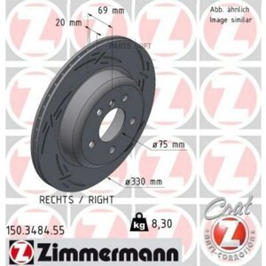 Zimmermann 150.3484.55 диск торм BMW 5 F10/F11 зад прав BLACK Z 330X20