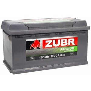 Аккумулятор автомобильный Zubr Premium 105 А/ч 1000 А обр. пол. Евро авто (353х175х190)