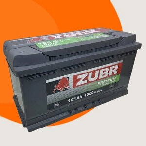 Аккумулятор автомобильный ZUBR Premium NPR 105R, 105 Ач, пуск. ток 1000 А, обрат. полярность, 353х175х190, SMF