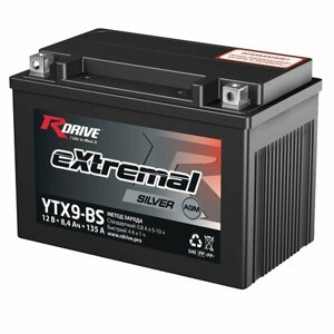 Аккумулятор RDrive Extremal Silver AGM YTX9-BS 12V 8,4Ah 135A L+